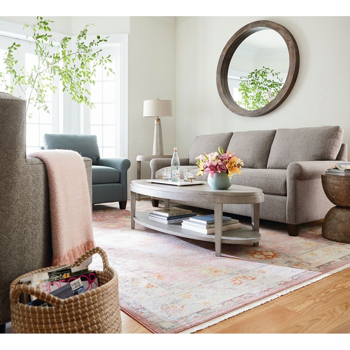 Bassett Spencer Casual Sofa with Rolled Arms Bassett of Cool Springs